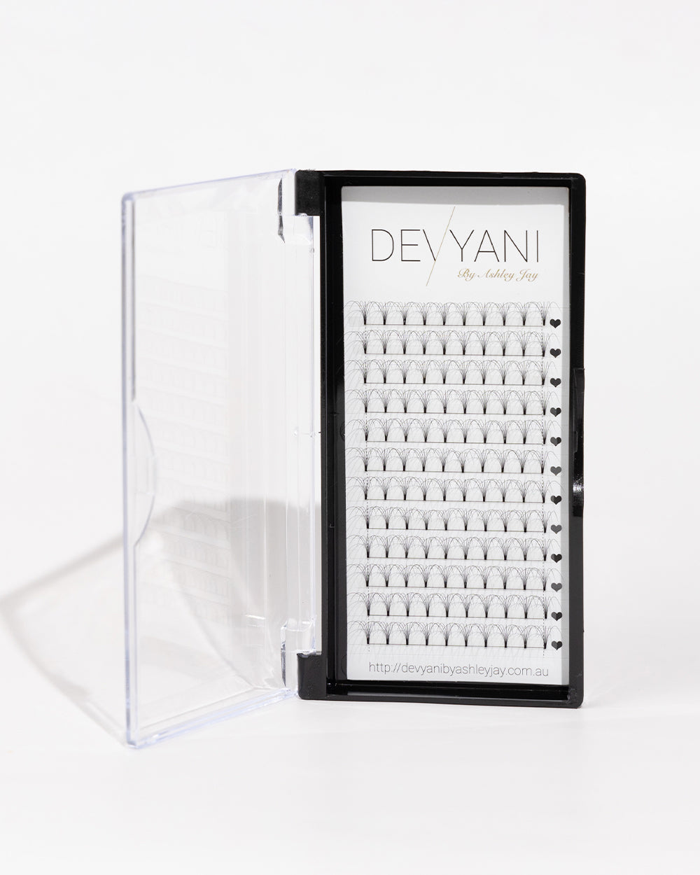 Eyelash packaging with 'DEVYANI' branding on a white background