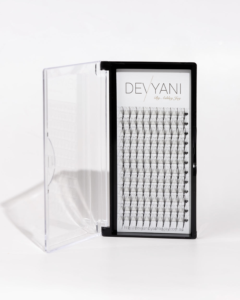Eyelash packaging with 'DEVYANI' branding on a white background