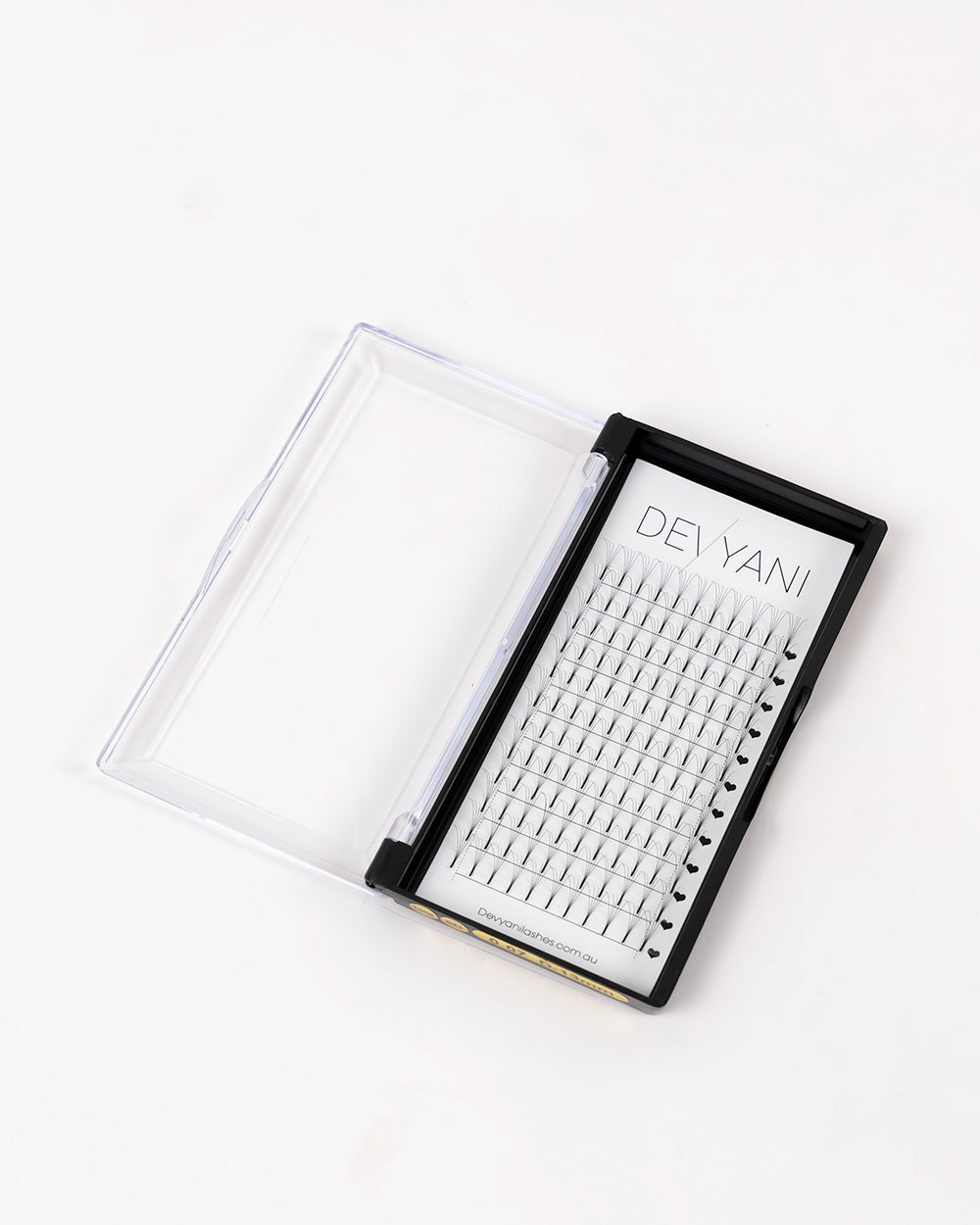 Eyelash extension tray with clear case on a white background_Devyani 